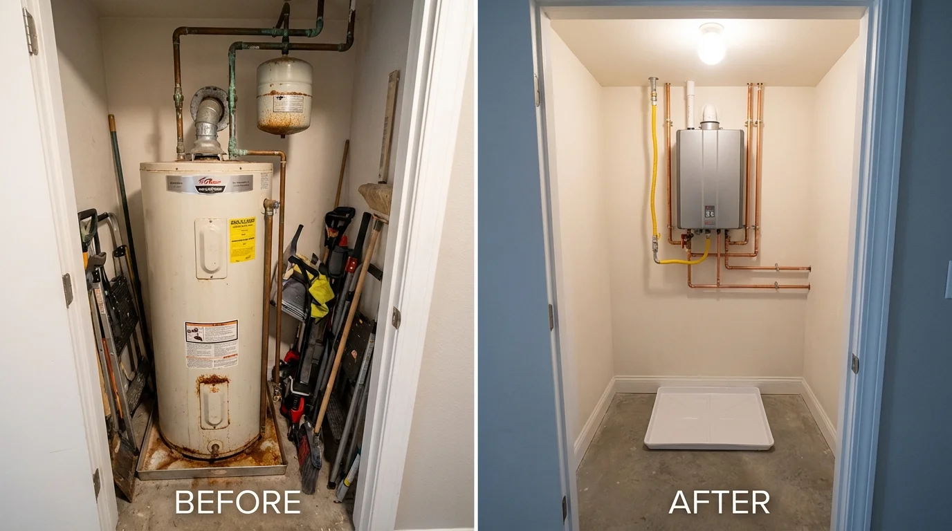 Tank water heater versus wall-mounted tankless unit comparison for Fresh Meadows, NY homeowners